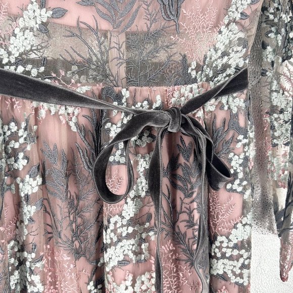 Alexis Jeslyn Embroidered Illusion Long Sleeve Maxi Gown in Marine Embroidery - Picture 6 of 12